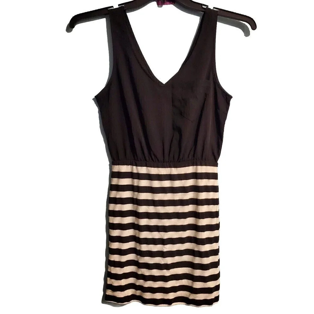 Forever 21 Dress Womens Black White Striped Small Sleeveless Club Wear